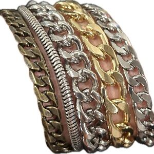 Jenny Bird Mixed Chain Austin Cuff Bracelet – Gold & Silver Tone